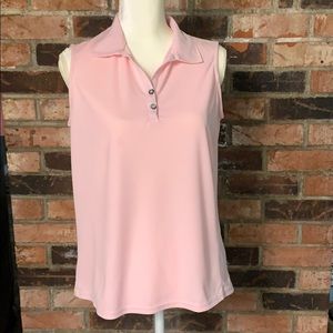 Antigua sleeveless 2 button neck golf shirt large